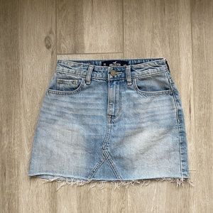 Hollister Blue Denim Jean Skirt Raw Edge 23 Waist